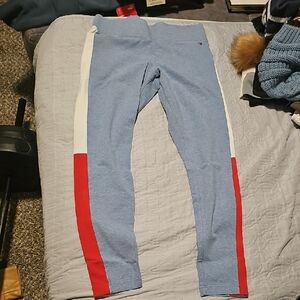 Tommy Hilfiger Blue Leggings with Red and White Stripes